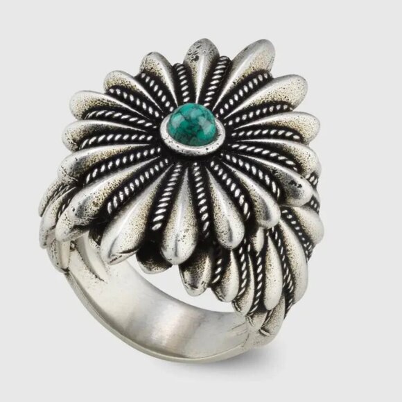 GUCCI 925 SILVER INTERLOCKING G FLOWER RING, 752416, SZ 17 - Picture 1 of 12